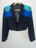two tone blue fringed men’s cropped men’s blazer