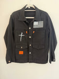 Black Denim Jacket – Cross & 'Call Your Mother' Detail