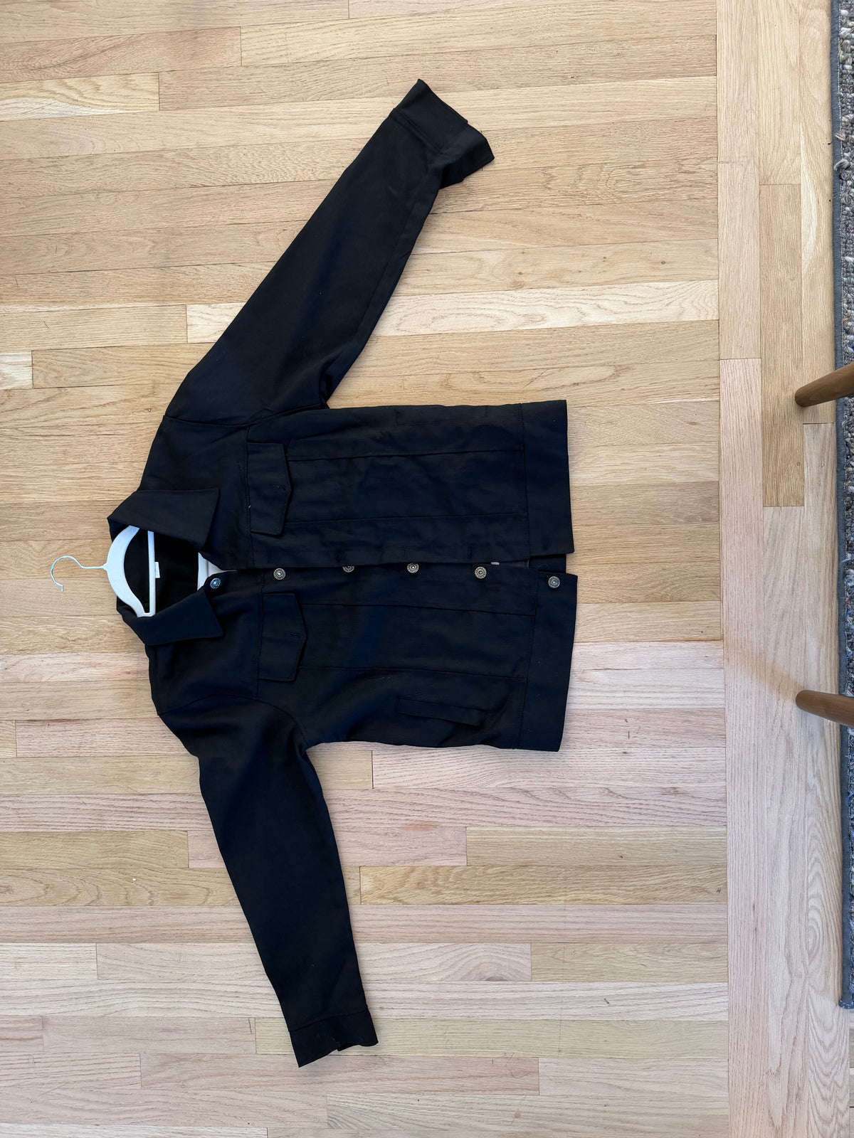 Lady with Glasses Black Denim Jacket