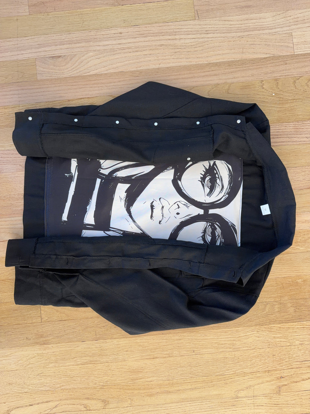 Lady with Glasses Black Denim Jacket