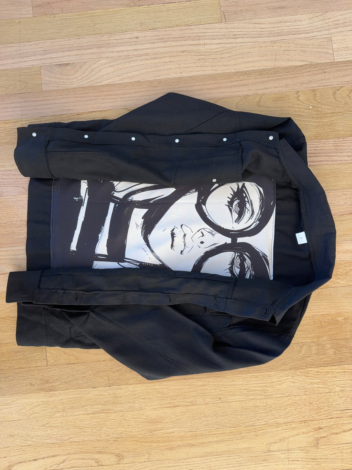 Lady with Glasses Black Denim Jacket